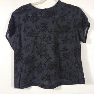 Vtg Jones New York Black Velvet Burnout Floral Top Silk Lined Whimsigoth Sz 12
